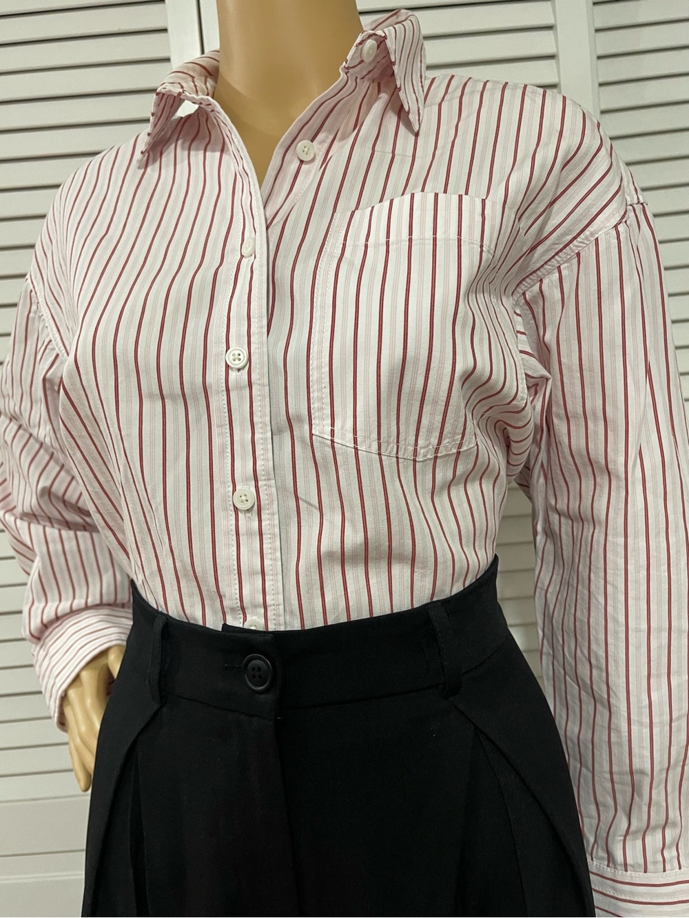 J. Crew White Button-Down Shirt with Red Stripes